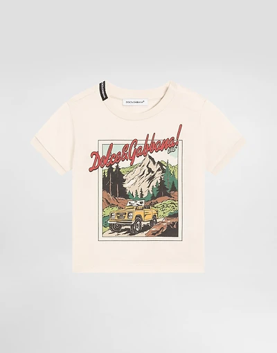Jersey t-shirt with postcard print