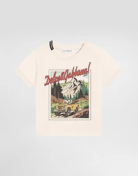 Jersey t-shirt with postcard print