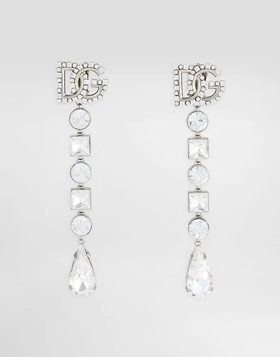 Drop earrings with rhinestones and DG logo