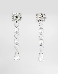 Drop earrings with rhinestones and DG logo