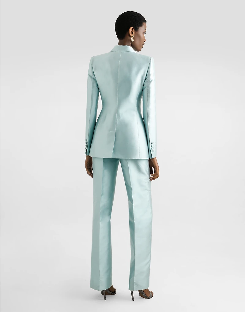 Double-breasted jacket shantung silk
