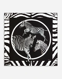 Large zebra-print twill scarf (140 x 140)