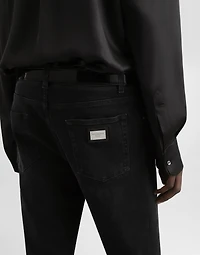 Gray wash slim-fit stretch jeans