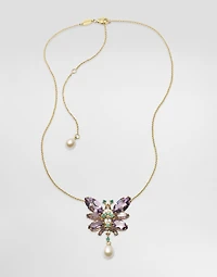 Butterfly Necklace 18-carat yellow gold and amethysts