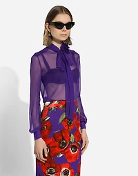 Chiffon shirt with flower detail
