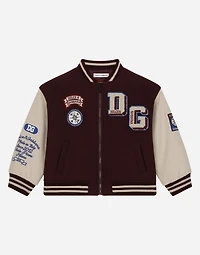 Wool-blend bomber jacket with patches