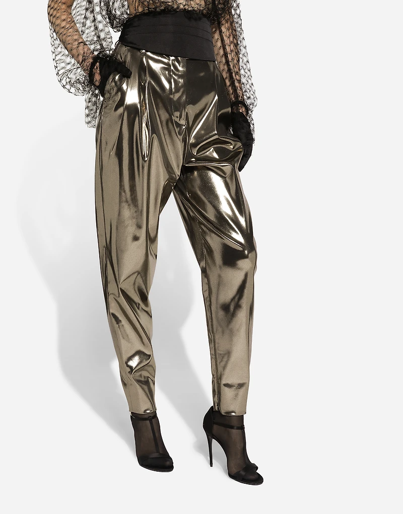 Foiled stretch satin pants