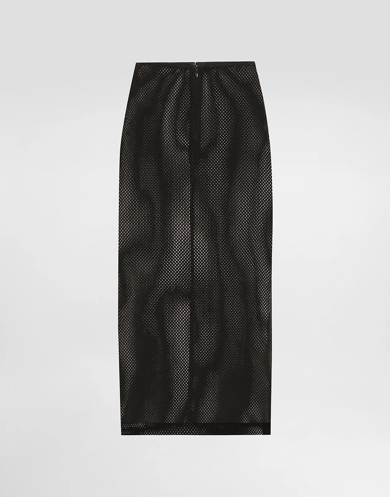 Mesh calf-length skirt