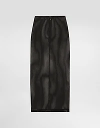 Mesh calf-length skirt