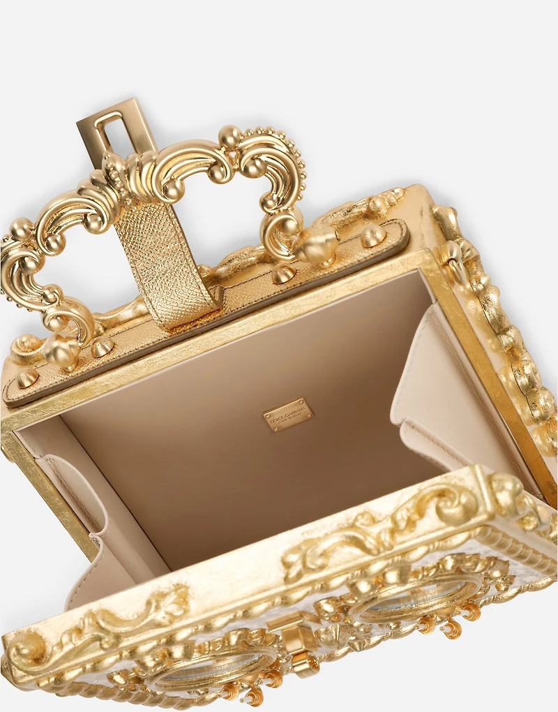 Calfskin Dolce Box bag with rhinestone and mirrored detailing