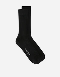 Ribbed cotton and wool socks