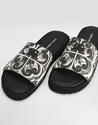 Majolica-print canvas espadrille sandal