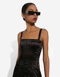 Short strapless satin dress