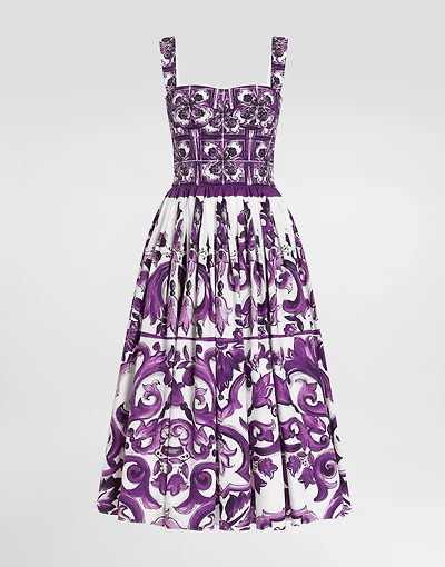 Majolica-print poplin dress
