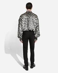 Super-oversize leopard-print silk shirt