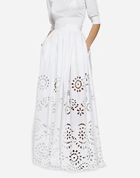 Long cotton circle skirt with cut-out detailing