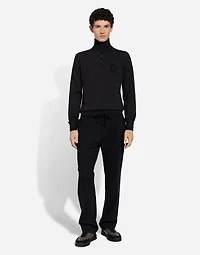 Zip-up cashmere turtle-neck sweater