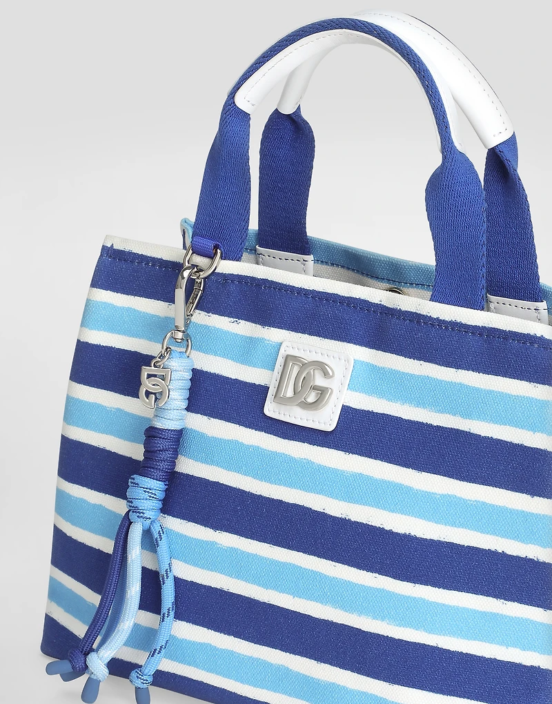 Canvas handbag with striped print