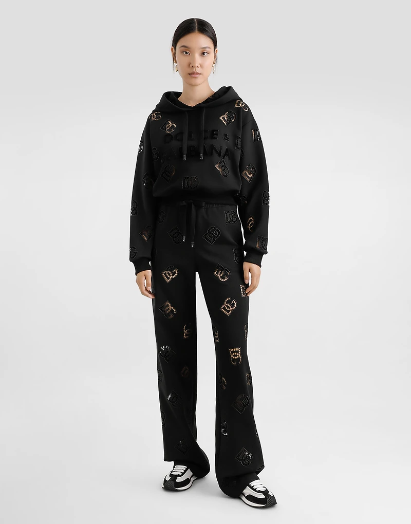 Jersey jogging pants with cut-out and DG logo
