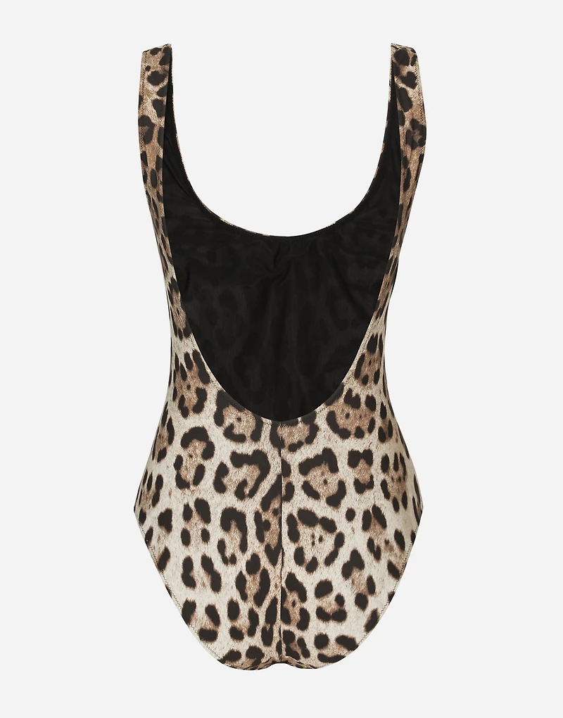 Leopard-print one-piece swimsuit