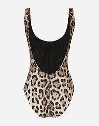 Leopard-print one-piece swimsuit
