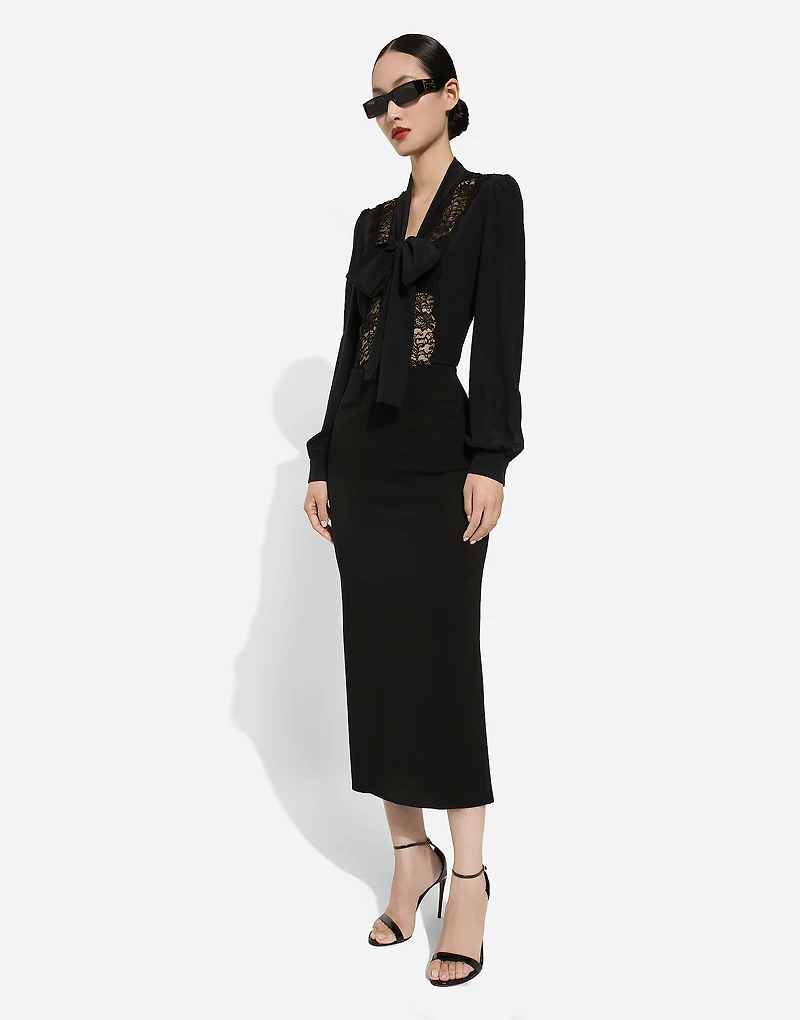 Silk shirt with lace inlay