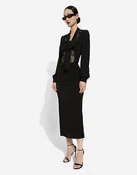 Silk shirt with lace inlay