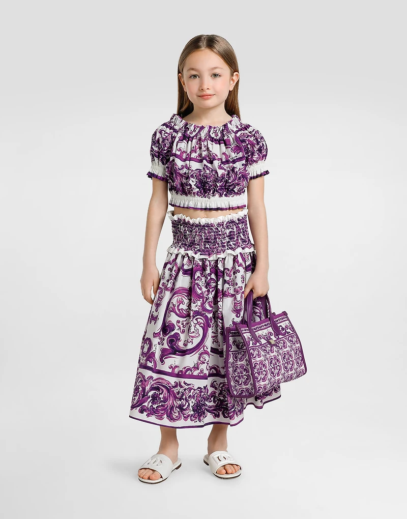 Majolica-print poplin top