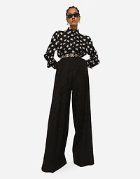 Wool jacquard pants with all-over DG logo