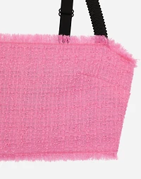 Raschel tweed crop top with straps