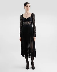 Floral lace top with a sweetheart neckline