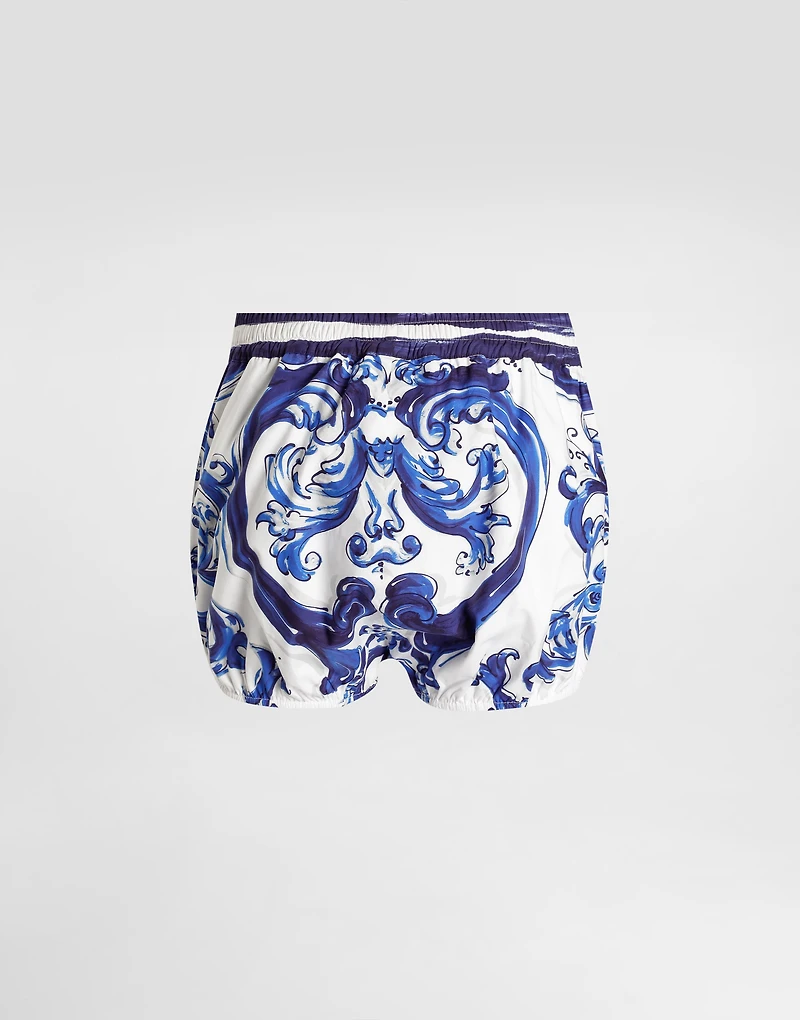 Majolica-print poplin shorts