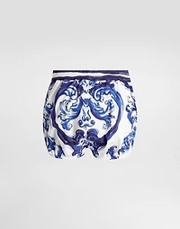 Majolica-print poplin shorts