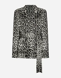 Leopard-print satin robe