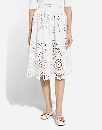 Cotton midi circle skirt with cut-out detailing