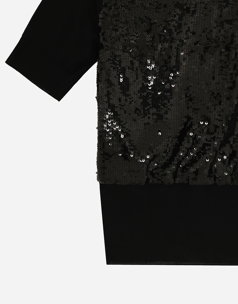 Short-sleeved top with sequin embellishment