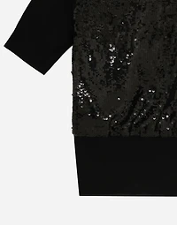 Short-sleeved top with sequin embellishment