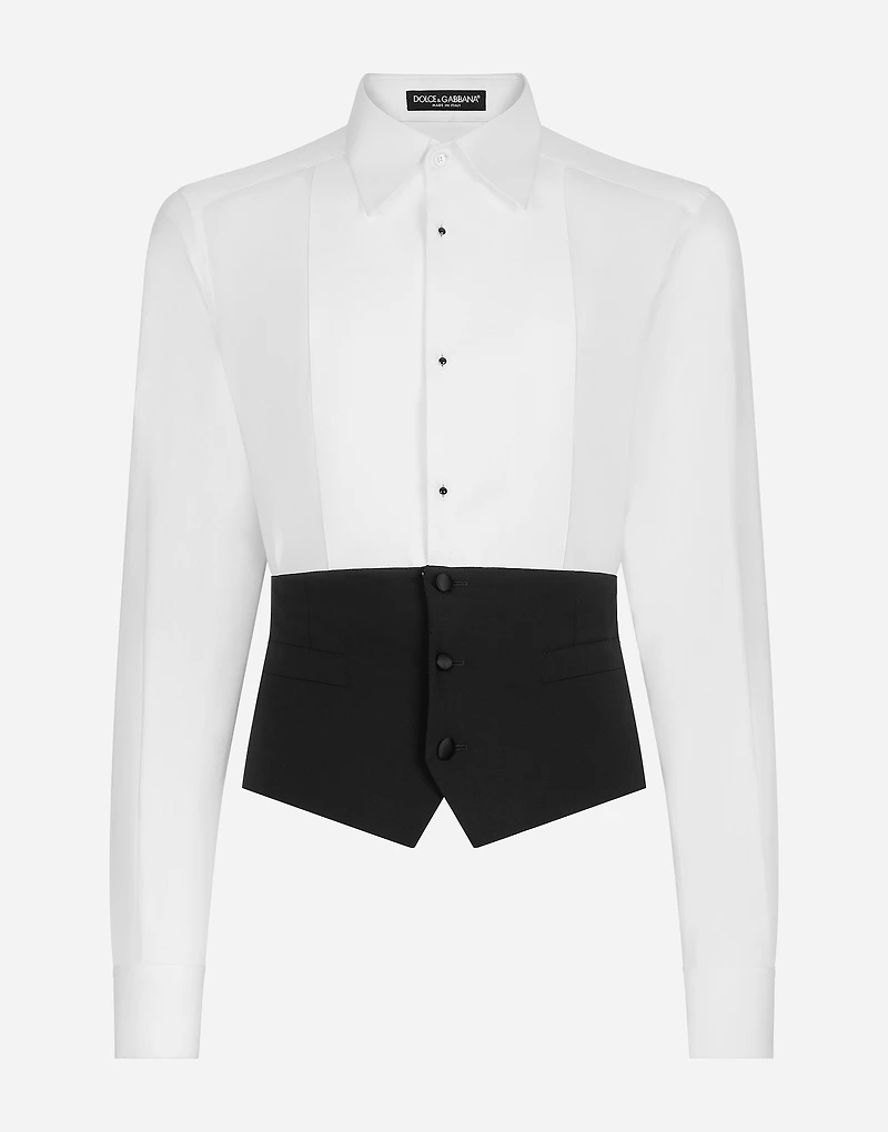 Tuxedo shirt with vest bottom section