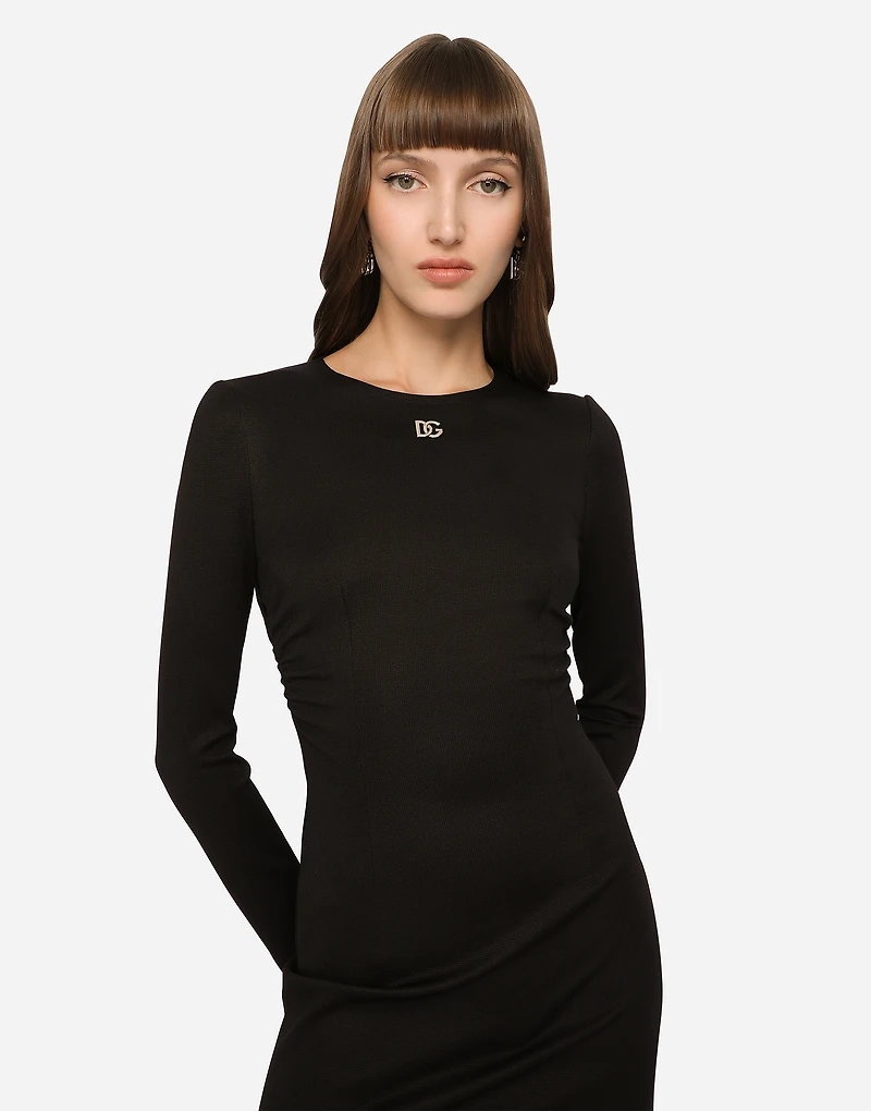 Short Milano rib dress with DG logo