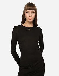 Short Milano rib dress with DG logo