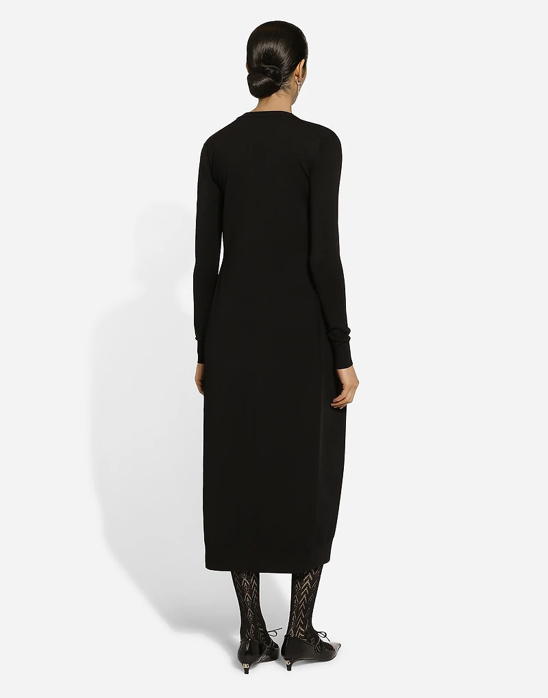 Long stretch viscose knit cardigan with DG logo