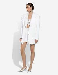 Single-breasted cotton raschel tweed jacket