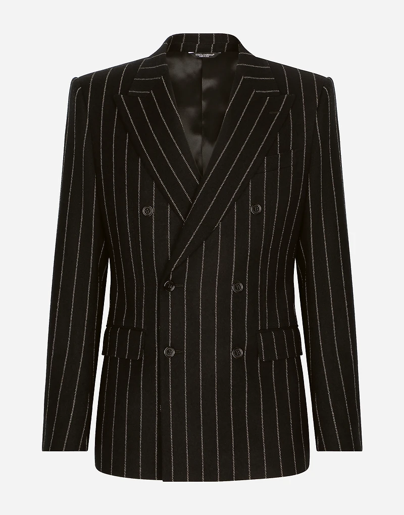 Double-breasted jacket pinstripe stretch wool
