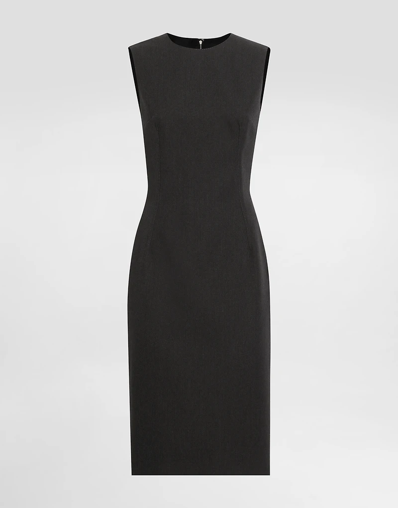 Woolen calf-length sheath dress