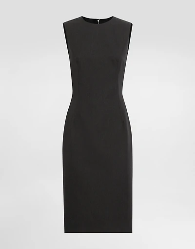Woolen calf-length sheath dress