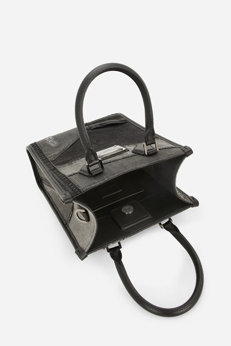 Small patchwork denim shopper