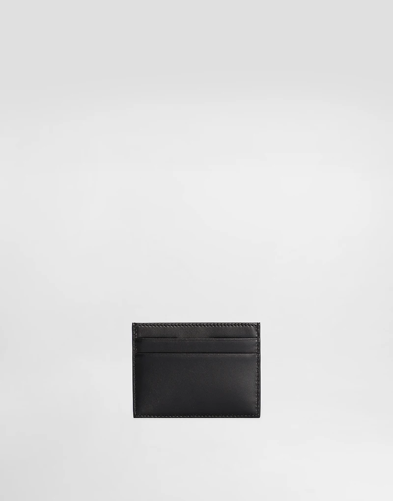 Calfskin card holder with raised logo