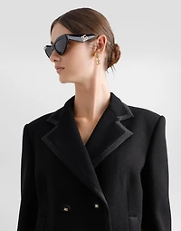 Short double-breasted wool crepe jacket