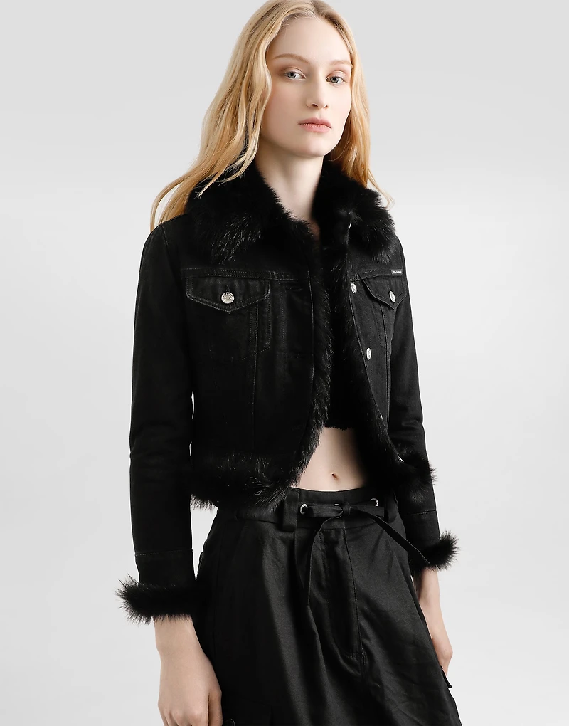 Denim jacket lined with fur