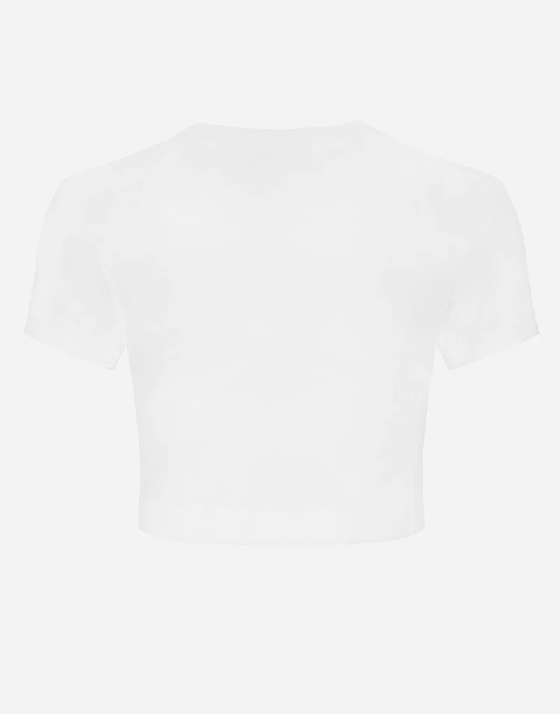 Cropped jersey T-shirt with DG logo